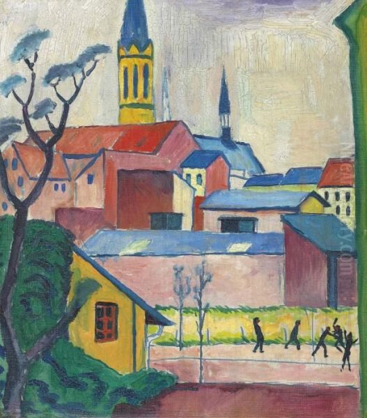 Marienkirche Oil Painting by August Macke