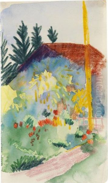 Gartenhaus Oil Painting by August Macke