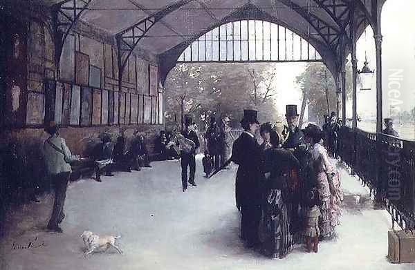 The Railway Station Oil Painting by Louis Picard