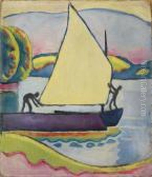 Segelboot Am Morgen Oil Painting by August Macke