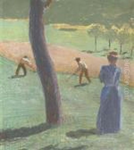 Arbeiter Auf Dem Feld Bei Kandern Oil Painting by August Macke