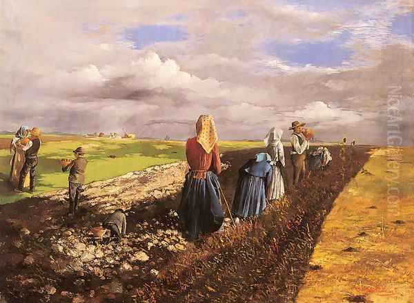 The Potato Harvest Oil Painting by Janos Pentelei-Molnar