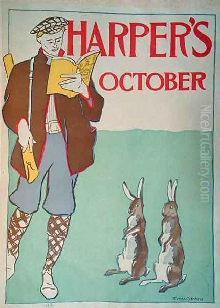 Poster advertising Harpers Magazine, October 1895 Oil Painting by Edward Penfield