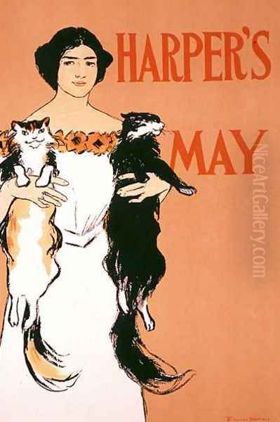 Reproduction of a poster advertising the May Issue of Harpers Magazine, 1897 Oil Painting by Edward Penfield