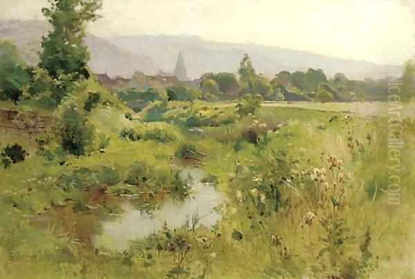 Paysage de l'etang Oil Painting by Leon Germain Pelouse