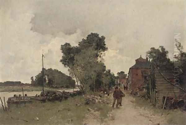 Au bords de l'Oise Oil Painting by Leon Germain Pelouse