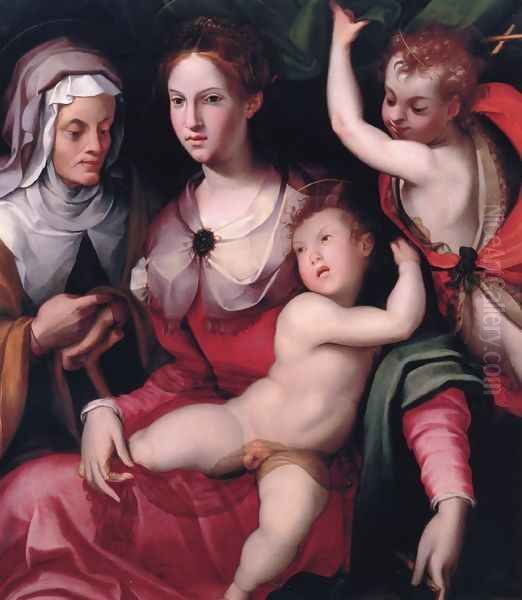 Child with St. Joh the Baptist and St. Anne Oil Painting by Carlo Portelli da Loro