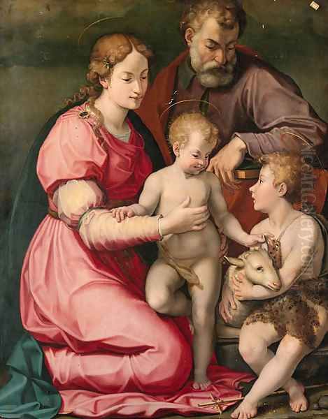 The Holy Family with the Infant Saint John the Baptist Oil Painting by Carlo Portelli da Loro