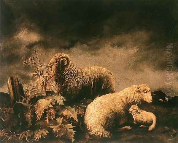 Sheeps Oil Painting by Bela Pallik