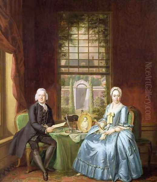 A family Portrait of a Gentleman and his Wife Oil Painting by Hendrik Pothoven