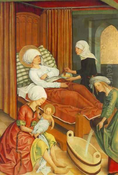 The Birth of Mary Oil Painting by Master of the Pfullendorf Altar