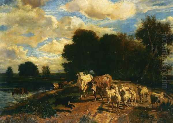 Returning to Pasture Oil Painting by Giuseppe Palizzi