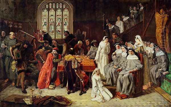 Visitation and Surrender of Syon Nunnery to the Commissioners, 1539 Oil Painting by Paul Falconer Poole