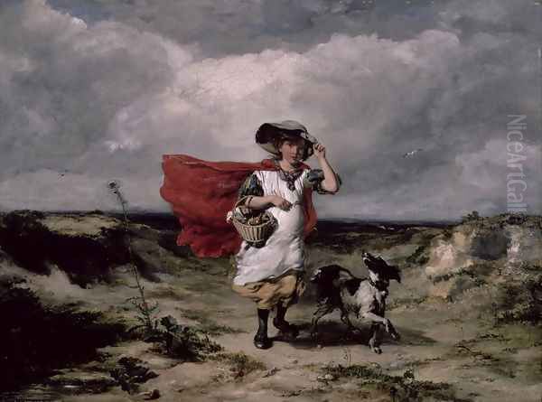 Crossing the Heath, Windy Day, 1836 Oil Painting by Paul Falconer Poole