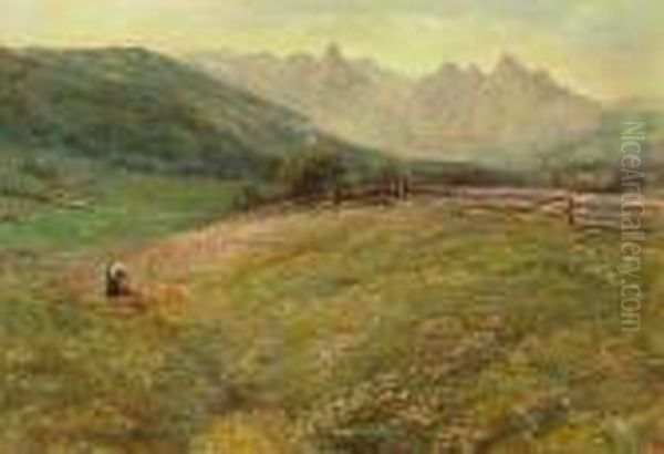 An Alpine Landscape Oil Painting by John MacWhirter