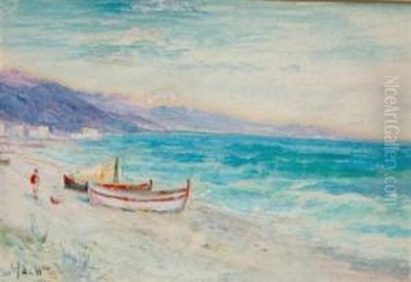 Coastal Scene Near Menton Oil Painting by John MacWhirter