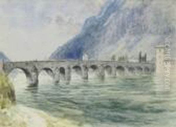 The Old Bridge Oil Painting by John MacWhirter