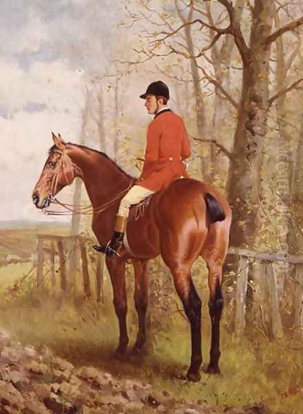 Huntsman in Wooded Landscape Oil Painting by Alfred F. De Prades