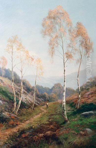 Figure On A Moorland Path Oil Painting by John MacWhirter