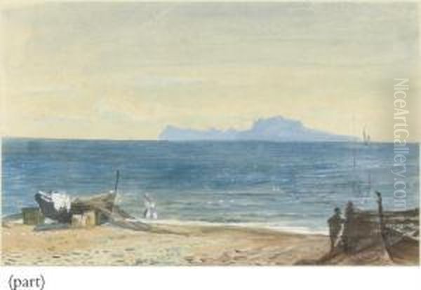 View Of Capri From The Bay Of Naples Oil Painting by John MacWhirter