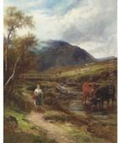 A Highland Lass Oil Painting by John MacWhirter