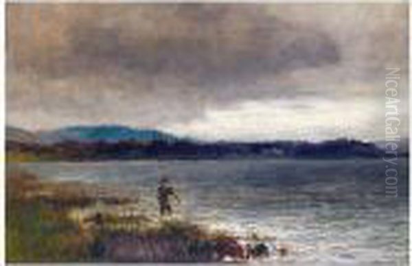 Casting On The Loch Oil Painting by John MacWhirter