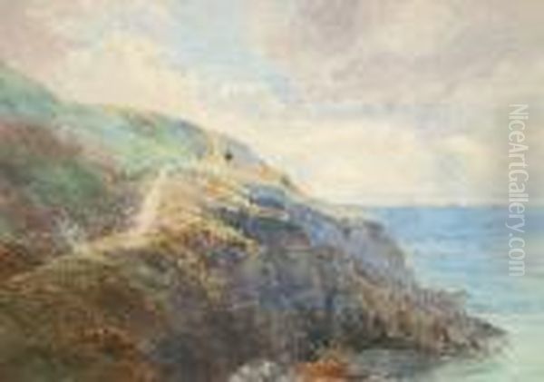 A Cliff Top Walk Oil Painting by John MacWhirter