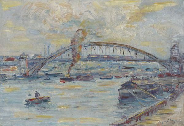 Passerelle Du Metro Oil Painting by Gustave Madelain