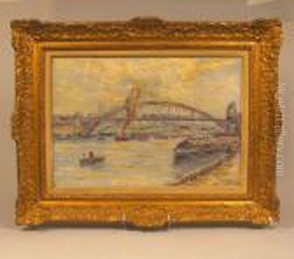 Passerelle Du Metro Au Quai De Larapee Oil Painting by Gustave Madelain