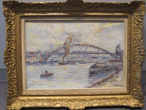 Passerelle Du Metro Au Quaide La Rapee Oil Painting by Gustave Madelain