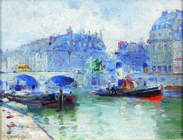 La Seine Au Pont Saint-michel Oil Painting by Gustave Madelain