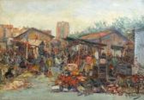 Marche Aux Puces Oil Painting by Gustave Madelain