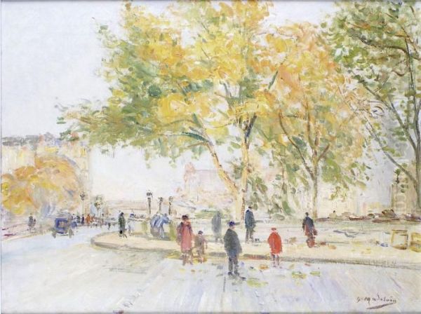 Paris, Bord De Seine Oil Painting by Gustave Madelain