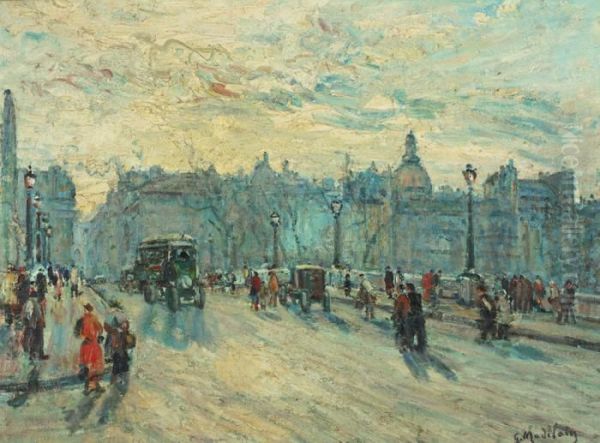 Le Pont Neuf Anime Oil Painting by Gustave Madelain