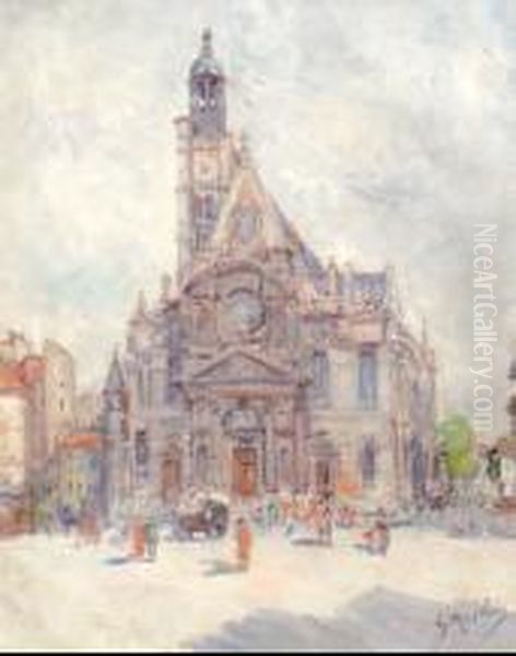 Eglise Sur La Place Oil Painting by Gustave Madelain