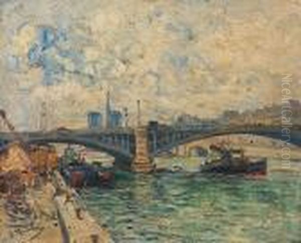 Les Quais De Seine Et Notre Dame Oil Painting by Gustave Madelain