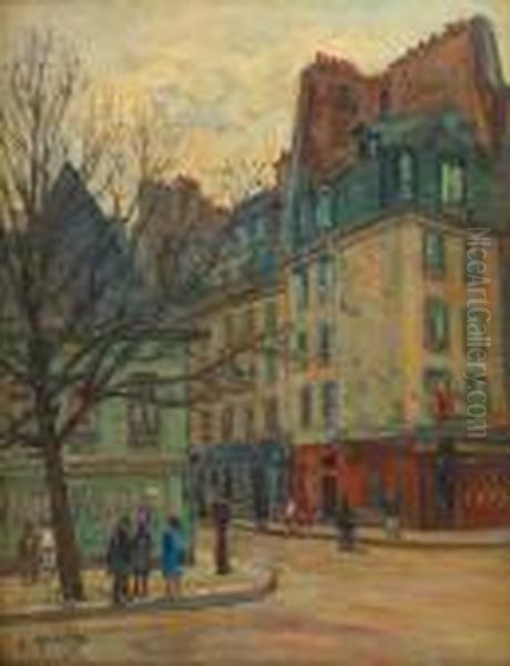 Rue De Paris Oil Painting by Gustave Madelain