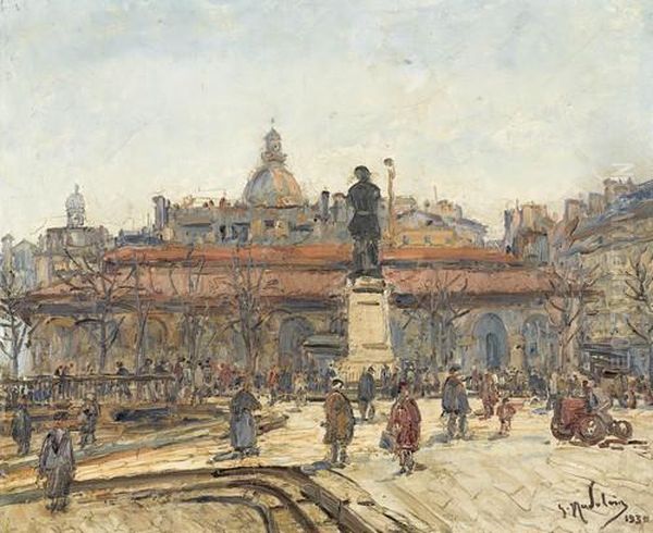 La Place Maubert Oil Painting by Gustave Madelain