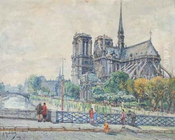 Notre Dame De Paris Vue Des Quais Oil Painting by Gustave Madelain