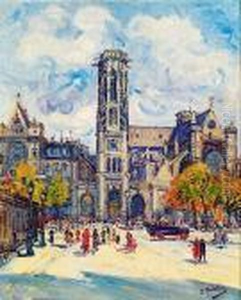 Paris, Eglise Saint-germain L'auxerois Oil Painting by Gustave Madelain