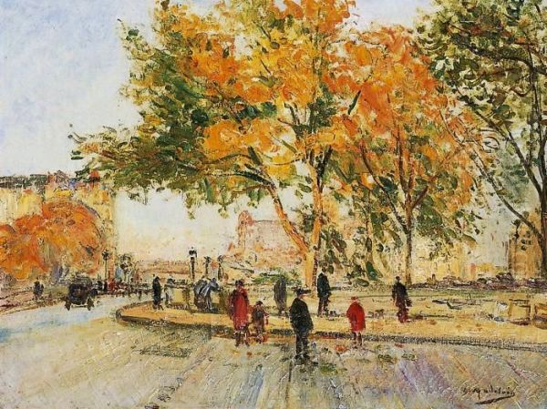 Paris, Les Quais De Seine Oil Painting by Gustave Madelain