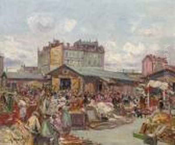 The Flea Market In Saint-ouen Oil Painting by Gustave Madelain