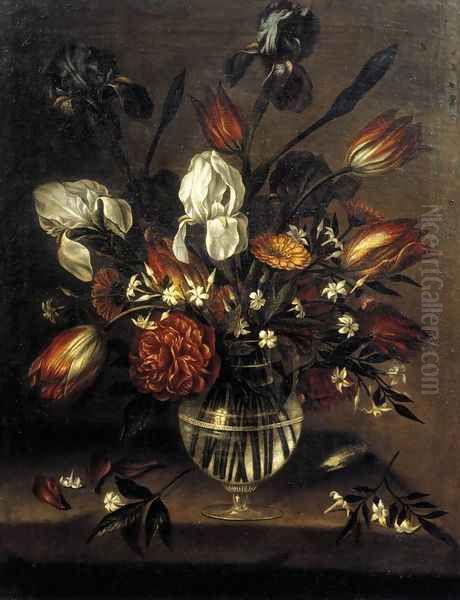 Vase of Flowers (2) c. 1650 Oil Painting by Antonio Ponce