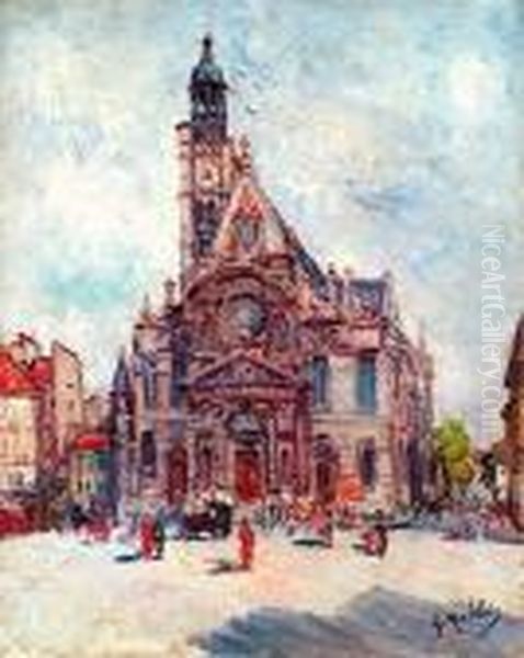 Eglise Saint-etienne Du Mont Oil Painting by Gustave Madelain