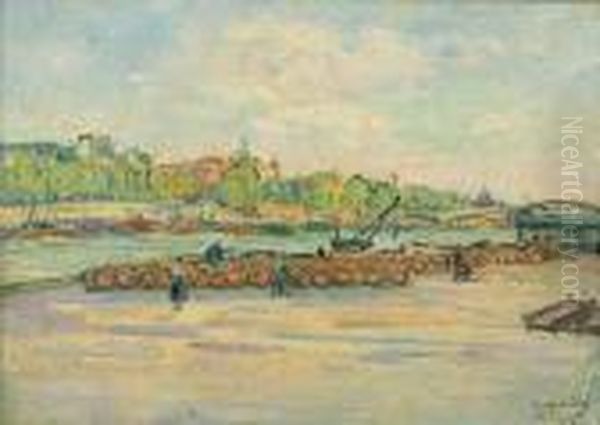 Paris, Les Tonneaux Du Quai Oil Painting by Gustave Madelain