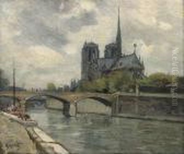 Notre-dame Oil Painting by Gustave Madelain