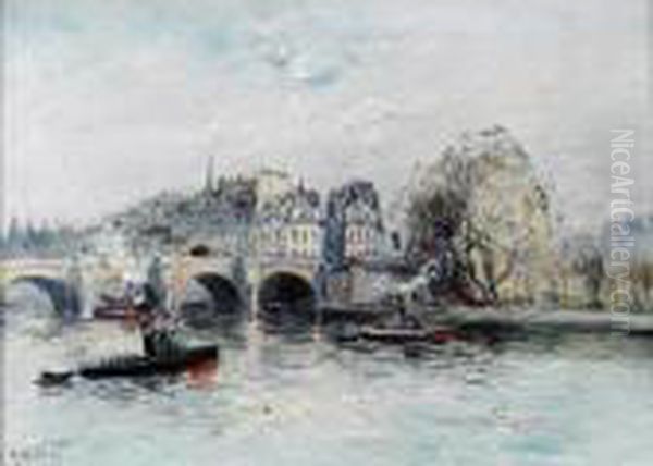 Le Pont Neuf, Paris Oil Painting by Gustave Madelain