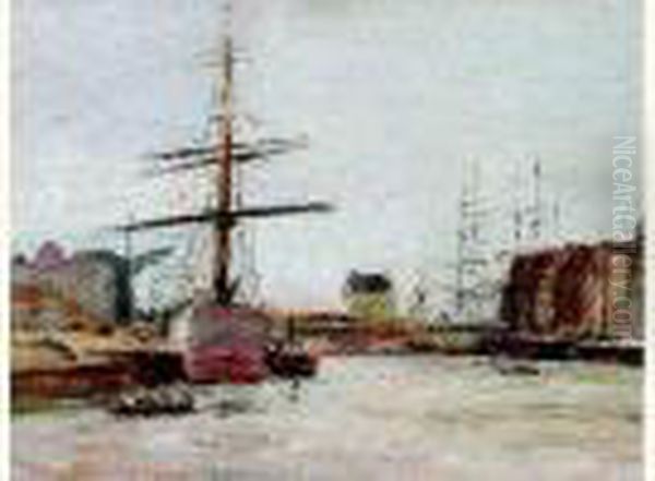 Bateau Au Port Oil Painting by Gustave Madelain