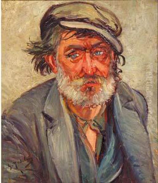 Portrait D'homme A La Casquette Oil Painting by Gustave Madelain