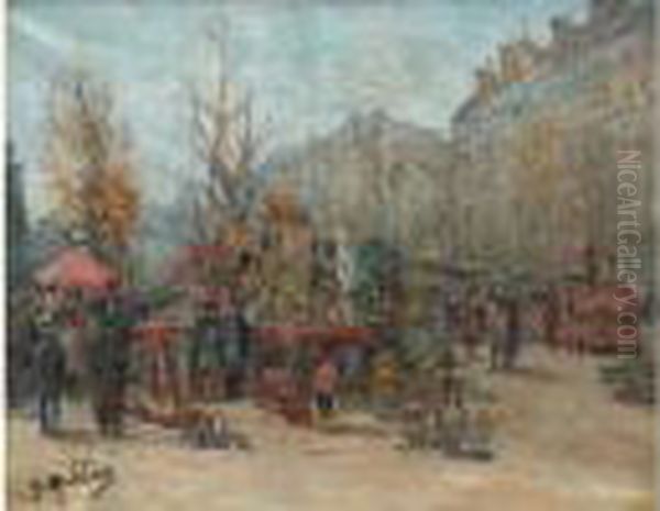 La Foire A La Feraille Boulevard Richard Lenoir A Paris Oil Painting by Gustave Madelain